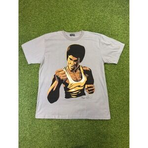 Bruce Lee Graphic T-Shirt Grey Cotton Martial Arts Mens XL Outdoor Wear